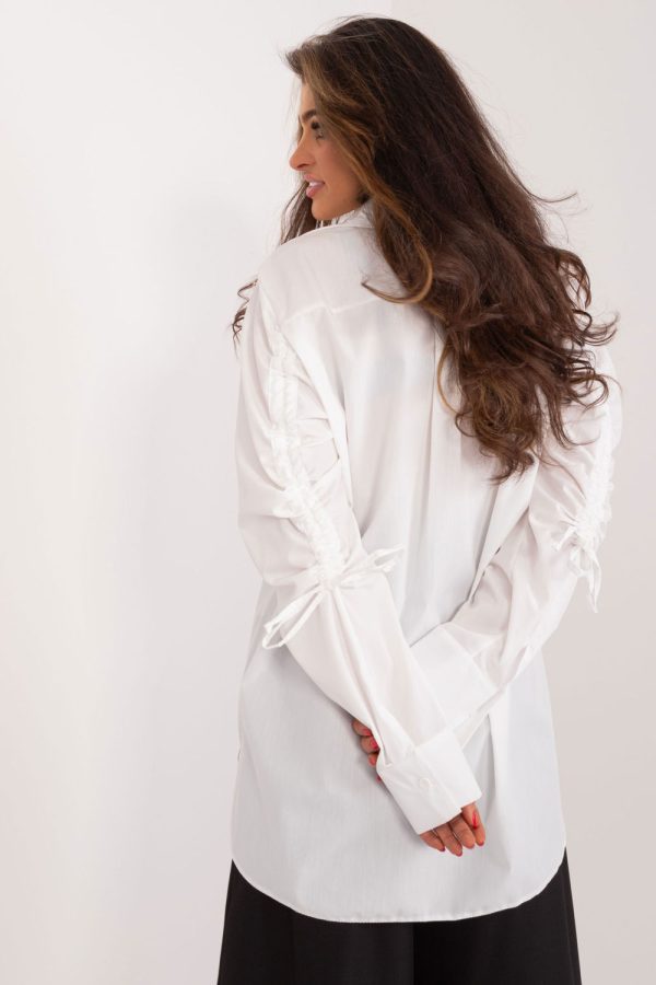 White Long Sleeve Shirt in Shirts For Women with Cotton, Spandex and Polyester