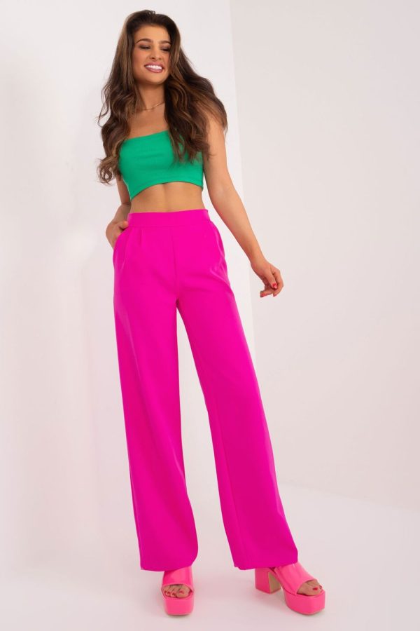 Pink Women Trousers in Pants, Trousers, Shorts with Spandex and Polyester