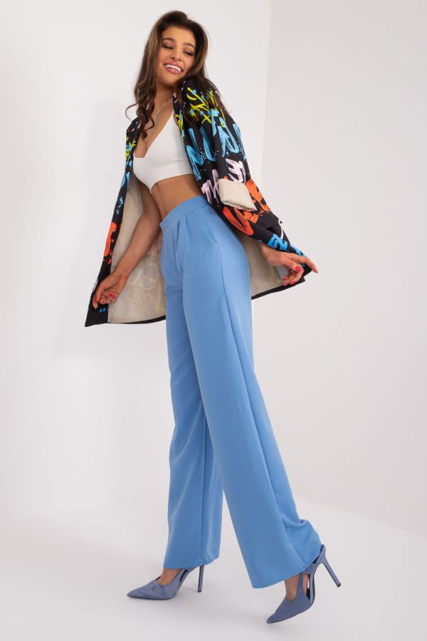 Blue Women Trousers in Pants, Trousers, Shorts with Spandex and Polyester