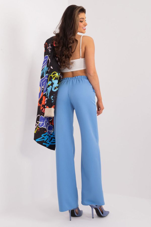 Blue Women Trousers in Pants, Trousers, Shorts with Spandex and Polyester