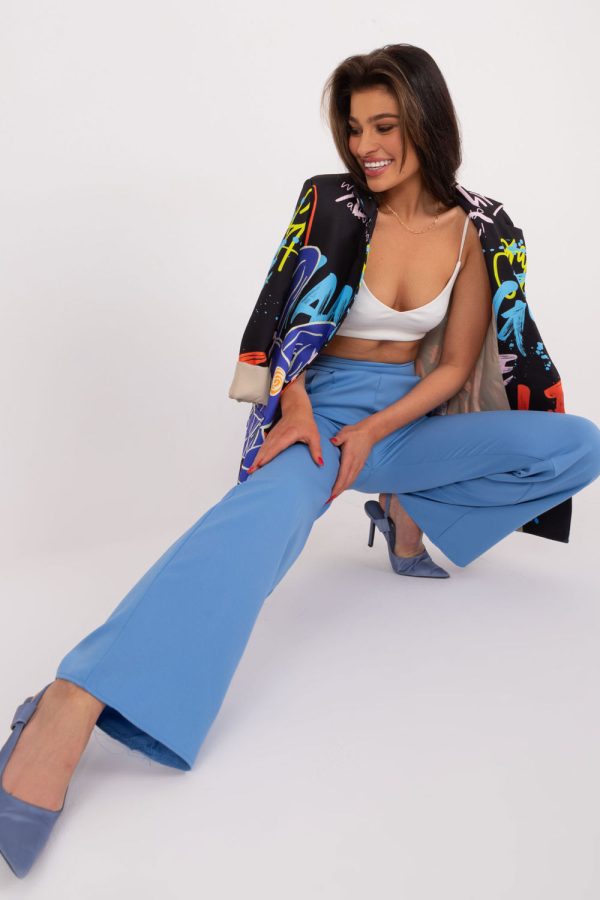 Blue Women Trousers in Pants, Trousers, Shorts with Spandex and Polyester