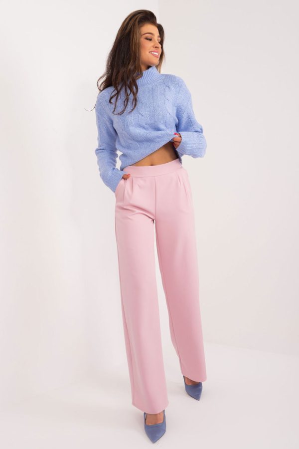 Pink Women Trousers in Pants, Trousers, Shorts with Spandex and Polyester