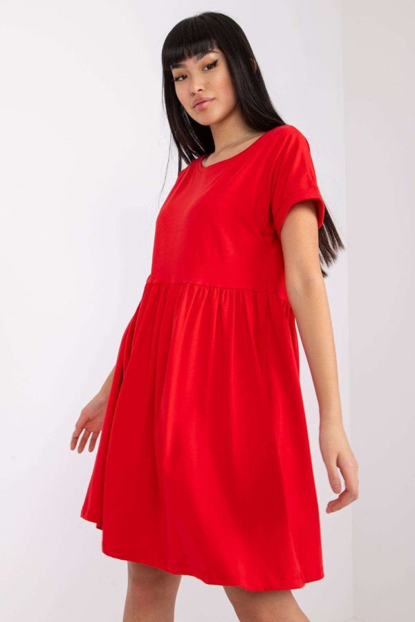 Red Daydress in Day Dresses with Cotton and Spandex