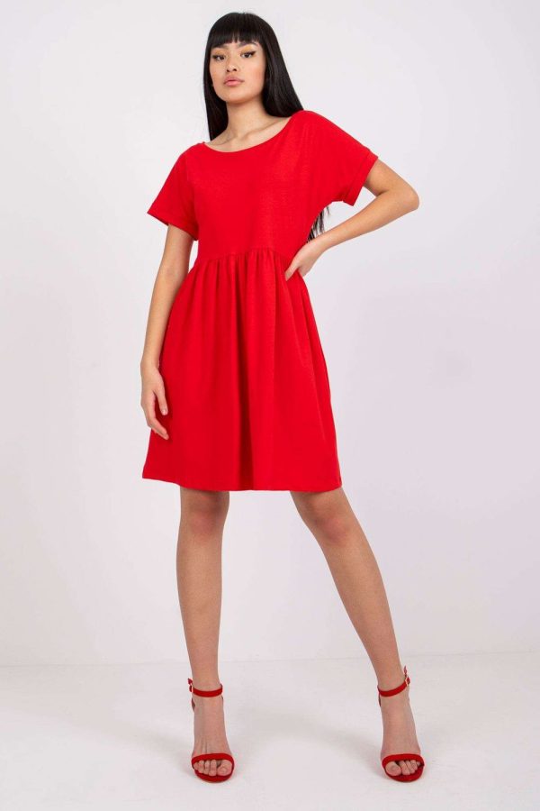 Red Daydress in Day Dresses with Cotton and Spandex