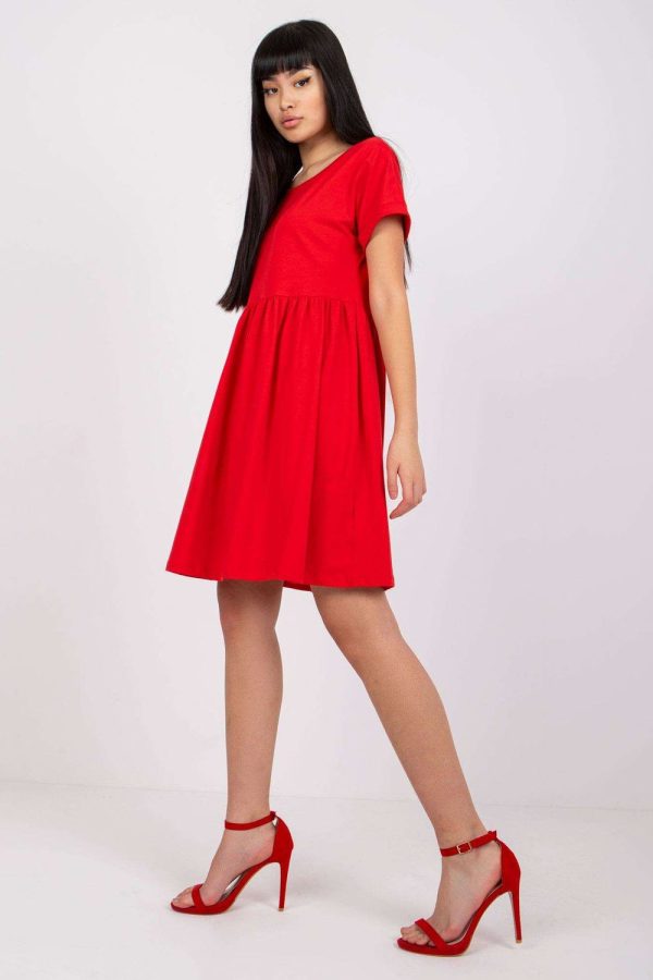 Red Daydress in Day Dresses with Cotton and Spandex