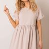 Beige Daydress in Day Dresses with Cotton and Spandex