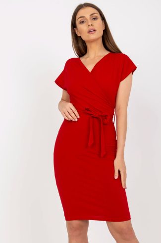 Red Daydress in Day Dresses with Cotton and Spandex