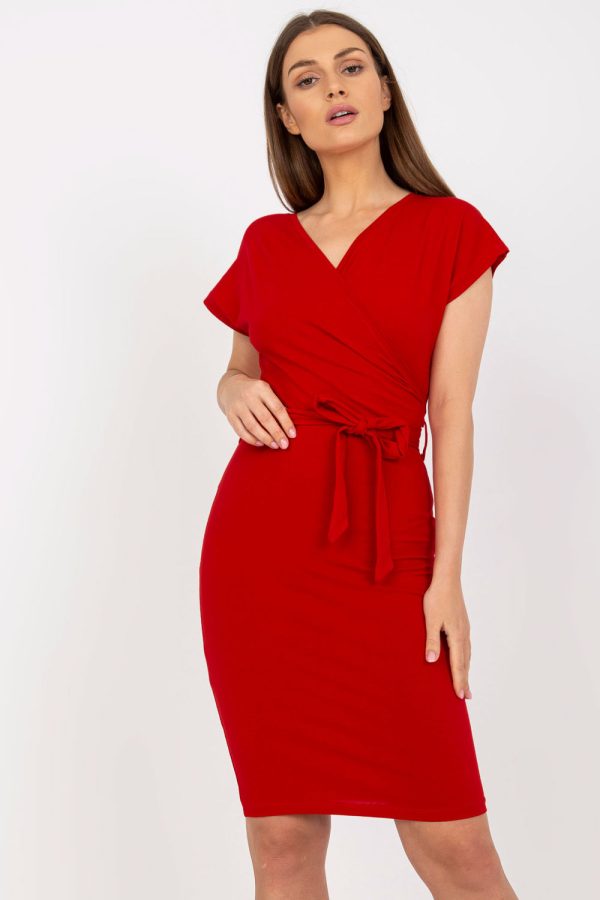 Red Daydress in Day Dresses with Cotton and Spandex