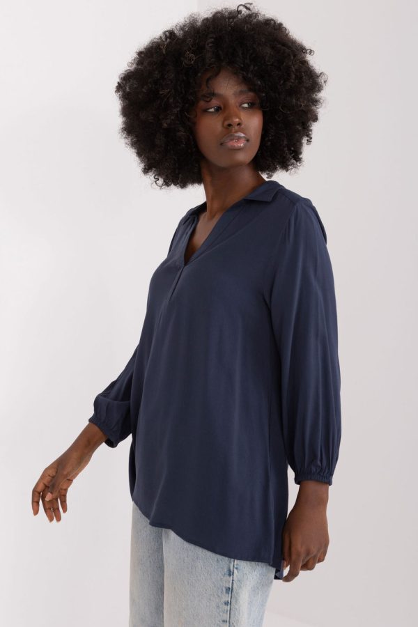 Navy Blue Blouse in Women`s Blouses, Tunics with Viscose