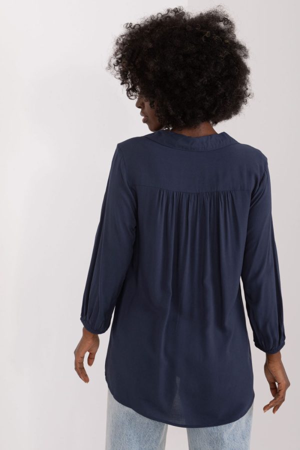 Navy Blue Blouse in Women`s Blouses, Tunics with Viscose