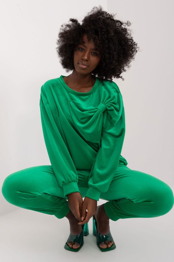 Green Set in Pants, Trousers, Shorts with Spandex and Polyester