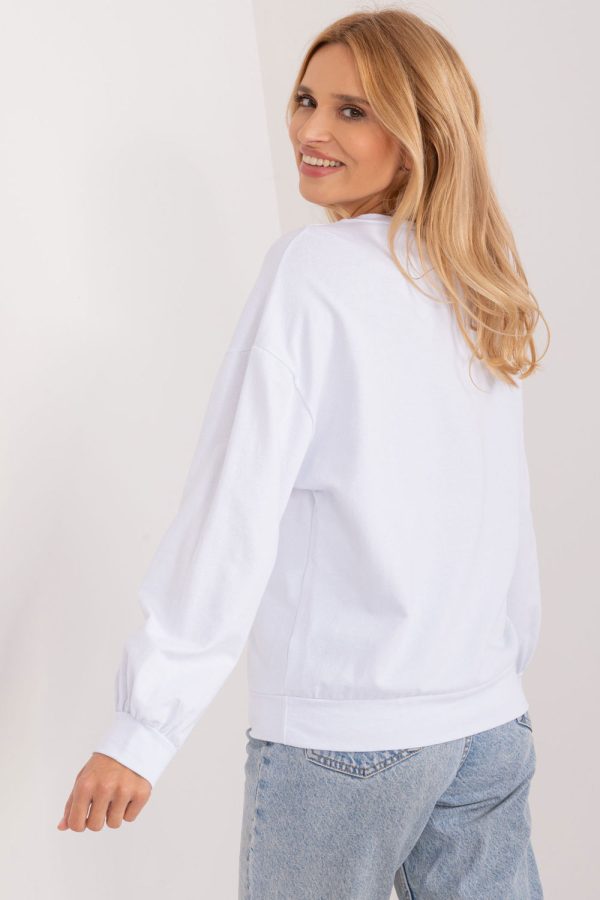 White Sweatshirt in Sweatshirts For Women with Cotton and Spandex