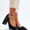 1018913.jpg Black Block Heel Pumps in High Heel Pumps with Fabric, Footbed, Upper Height and Heel Height