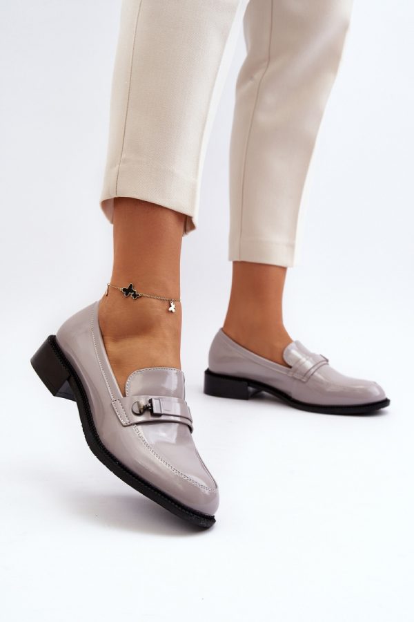 Grey Mocassin in Moccasins, Loafers with Fabric, Footbed, Upper Height and Heel Height