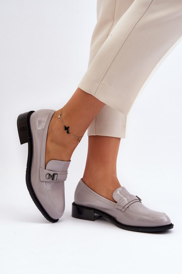 Grey Mocassin in Moccasins, Loafers with Fabric, Footbed, Upper Height and Heel Height