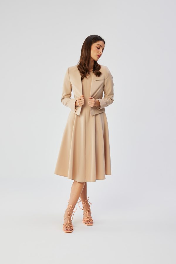 Beige Jacket in Jackets, Vests For Women with Spandex, Polyester and Viscose
