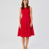 1019090 Red Daydress in Day Dresses with Spandex, Polyester and Viscose