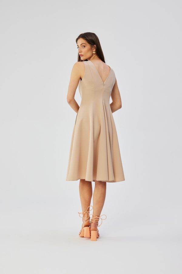 Beige Daydress in Day Dresses with Spandex, Polyester and Viscose