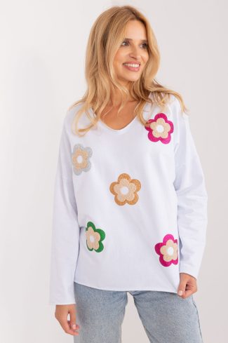 White Blouse in Women`s Blouses, Tunics with Cotton and Spandex