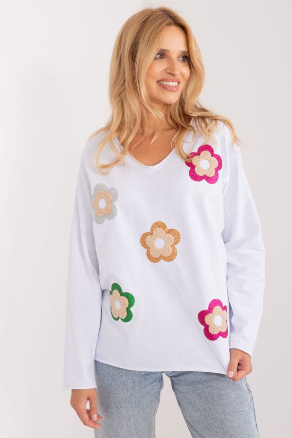 White Blouse in Women`s Blouses, Tunics with Cotton and Spandex