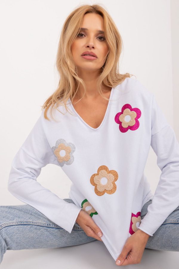 White Blouse in Women`s Blouses, Tunics with Cotton and Spandex