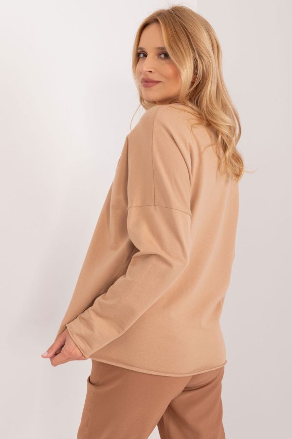 Beige Blouse in Women`s Blouses, Tunics with Cotton and Spandex