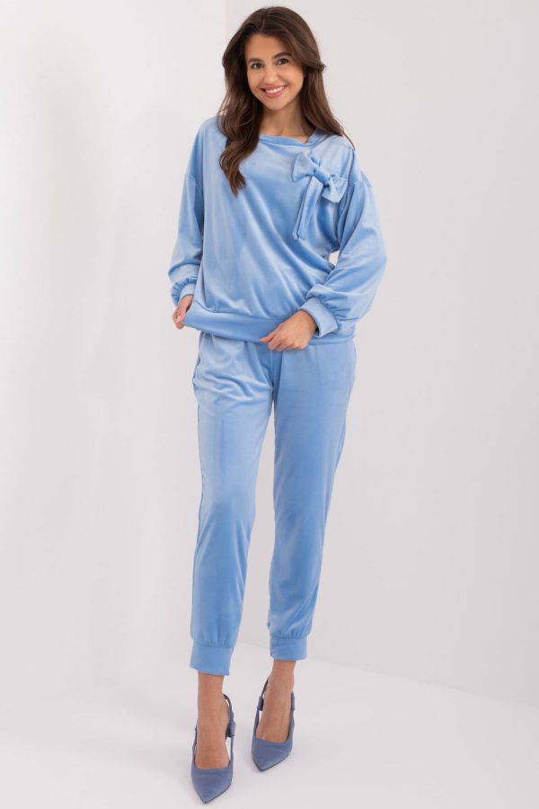Blue Set in Pants, Trousers, Shorts with Spandex and Polyester