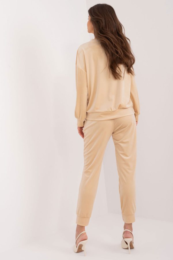 Beige Set in Pants, Trousers, Shorts with Spandex and Polyester