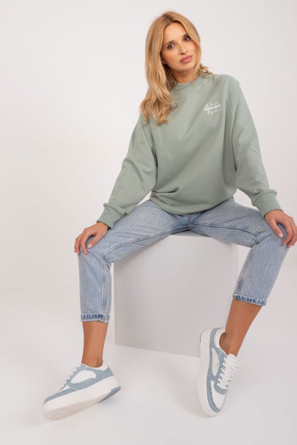 Green Sweatshirt in Sweatshirts For Women with Cotton and Polyester