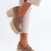 Beige Heeled Low Shoes in Women`s Ankle Boots & Booties with Fabric, Footbed, Upper Height, Heel Height and Platform Height