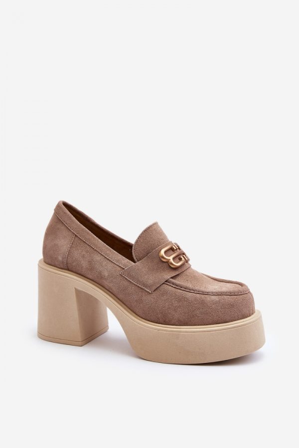 Beige Heeled Low Shoes in Women`s Ankle Boots & Booties with Fabric, Footbed, Upper Height, Heel Height and Platform Height