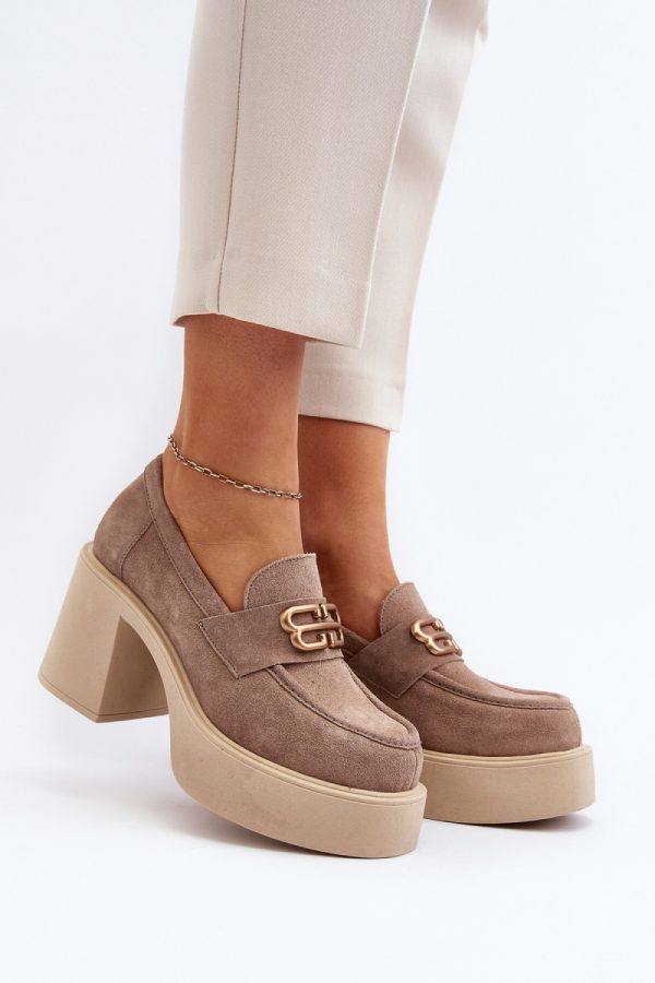 Beige Heeled Low Shoes in Women`s Ankle Boots & Booties with Fabric, Footbed, Upper Height, Heel Height and Platform Height