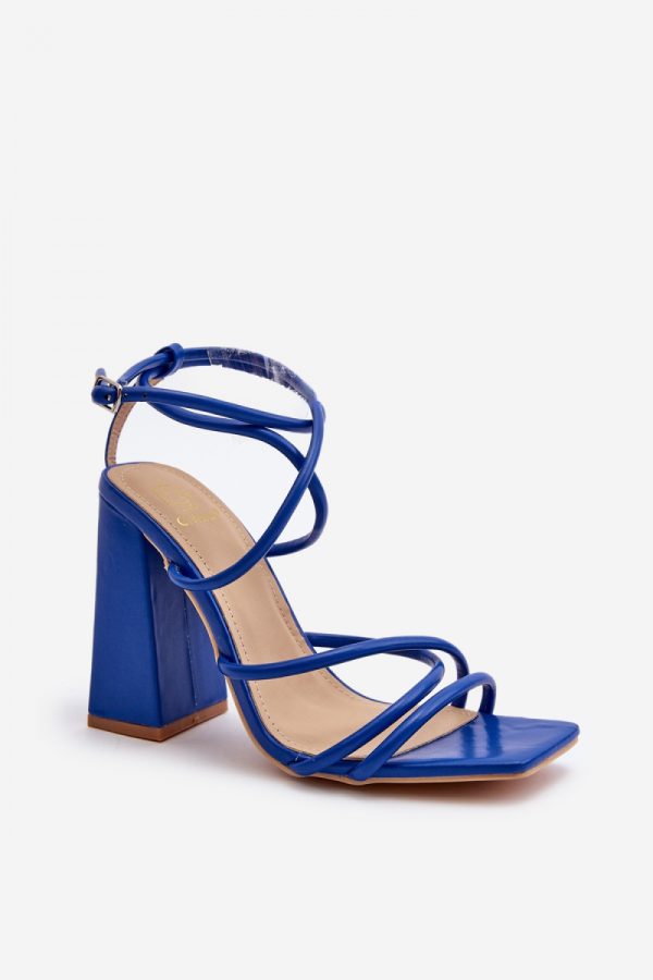 Blue Heel Sandals in Sandals & Flip-Flops For Women with Fabric, Footbed and Heel Height