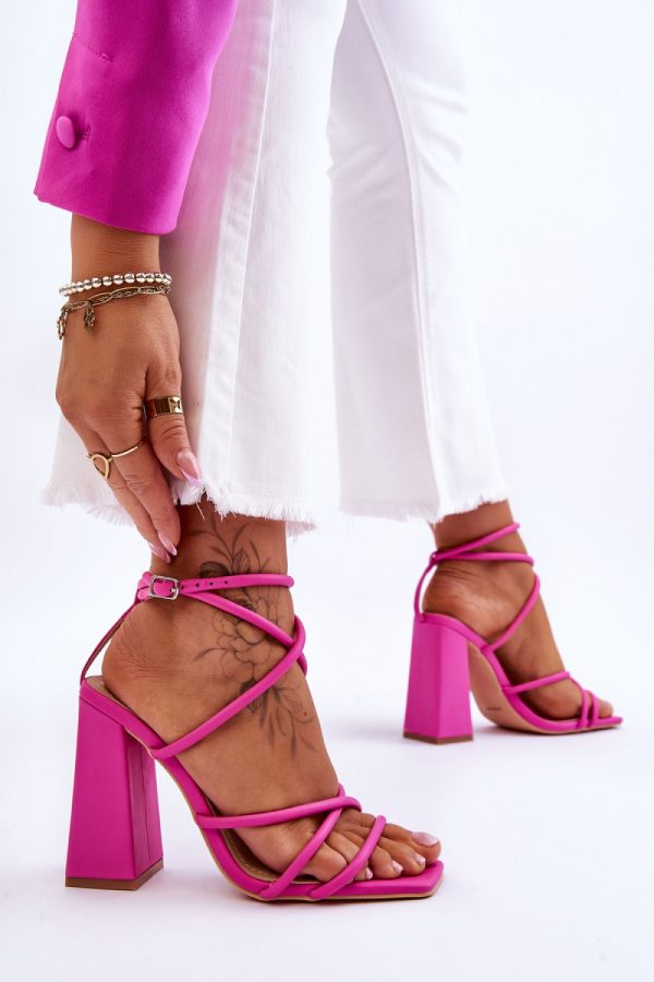 Pink Heel Sandals in Sandals & Flip-Flops For Women with Fabric, Footbed and Heel Height