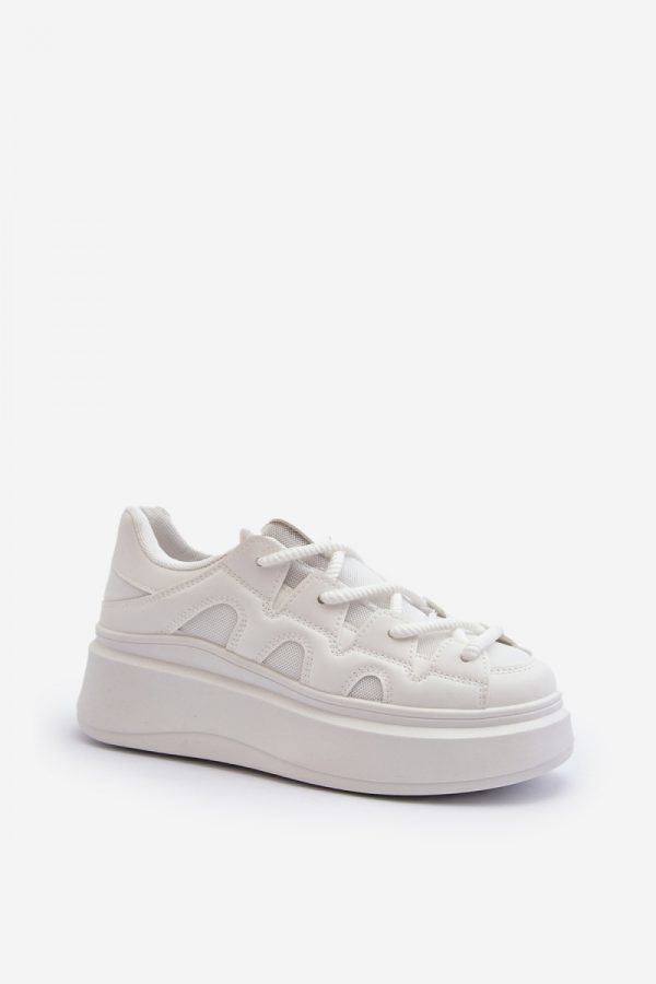 White Sport Shoes in Women`s Athletic Shoes, Trainers, Sneakers with Fabric, Footbed, Upper Height and Platform Height