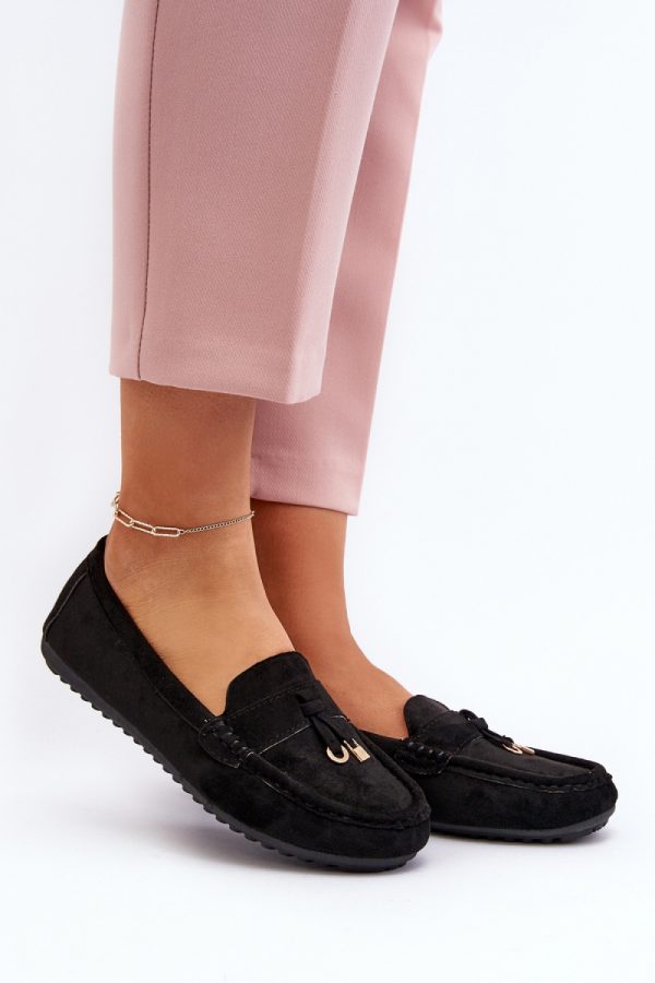 Black Mocassin in Moccasins, Loafers with Fabric, Footbed and Upper Height