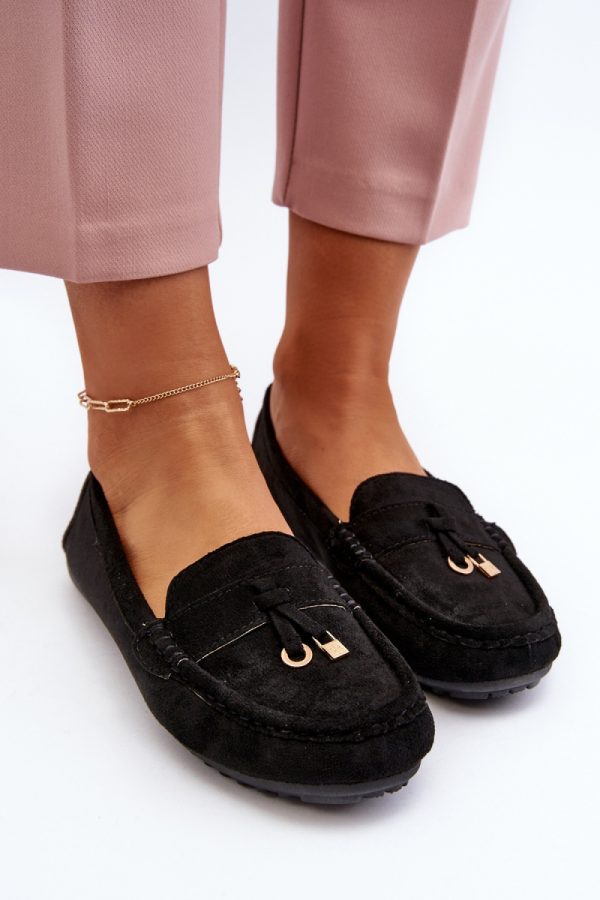 Black Mocassin in Moccasins, Loafers with Fabric, Footbed and Upper Height