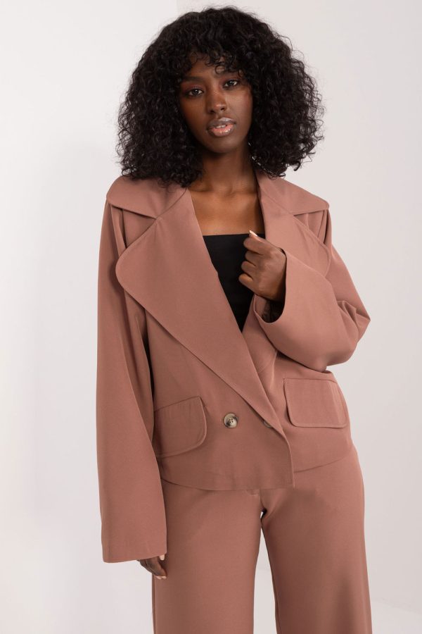 Brown Jacket in Jackets, Vests For Women with Cotton, Spandex and Polyester