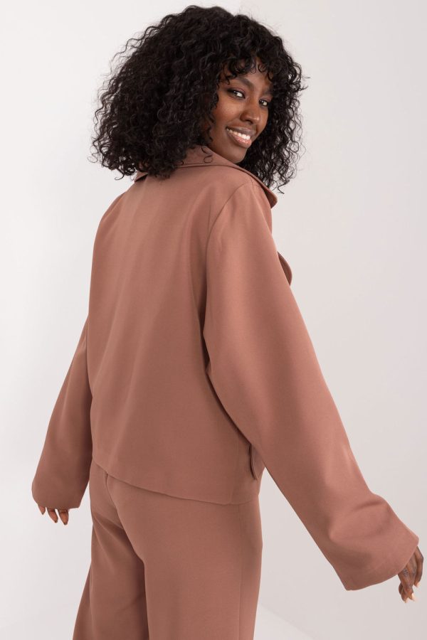 Brown Jacket in Jackets, Vests For Women with Cotton, Spandex and Polyester