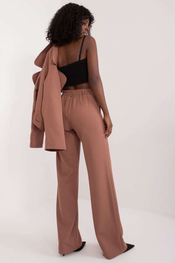 Brown Trousers in Casual Pants For Women with Cotton, Spandex and Polyester