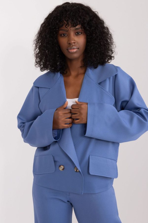 Blue Jacket in Jackets, Vests For Women with Cotton, Spandex and Polyester