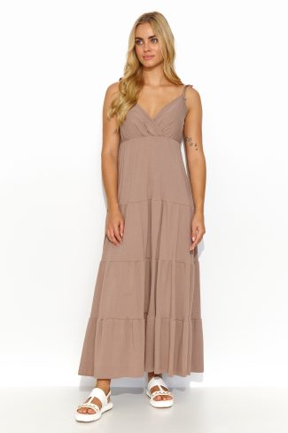Brown Daydress in Day Dresses with Cotton and Spandex