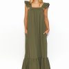 1021522 Green Daydress in Day Dresses with Cotton and Spandex