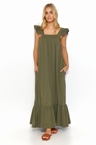 1021522 Green Daydress in Day Dresses with Cotton and Spandex