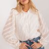 1021741 Beige Long Sleeve Shirt in Shirts For Women with Cotton, Spandex and Polyester