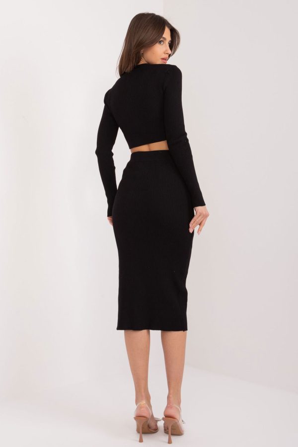 Black Set in Skirts with Polyester and Viscose