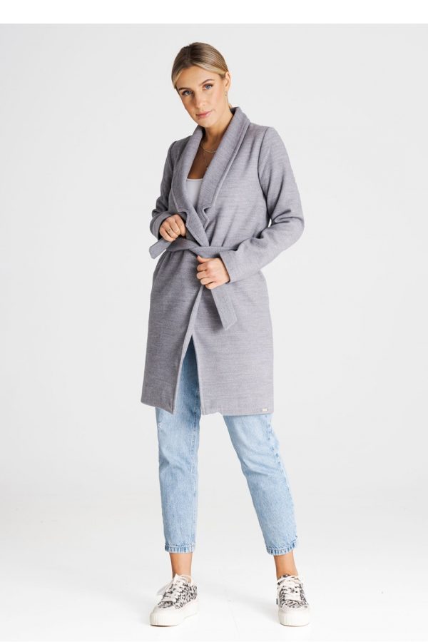 Grey Coat in Women`s Coats, Jackets with Polyester and Viscose