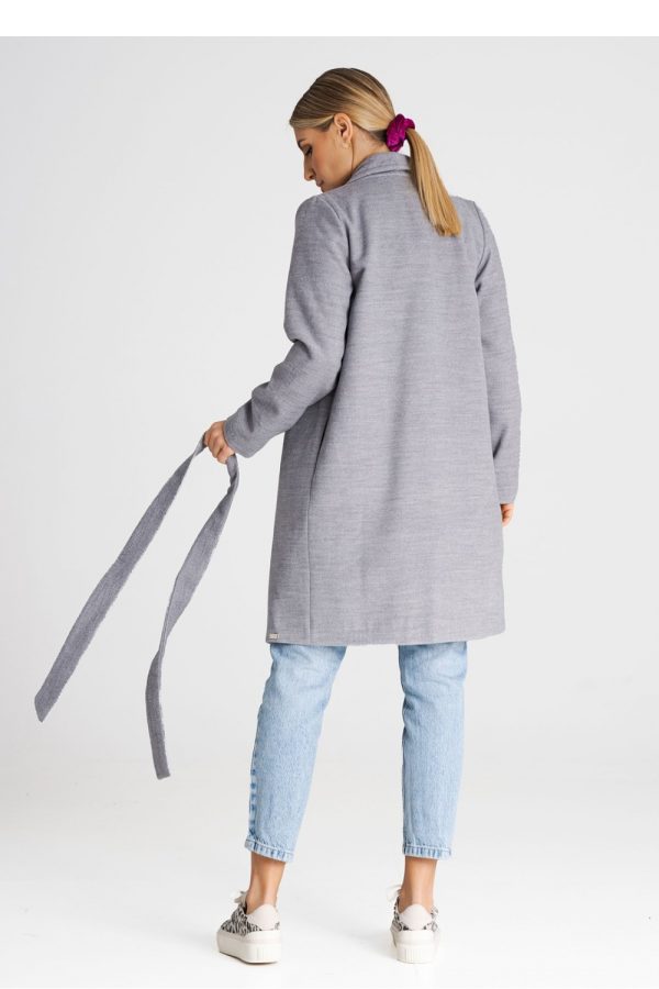 Grey Coat in Women`s Coats, Jackets with Polyester and Viscose