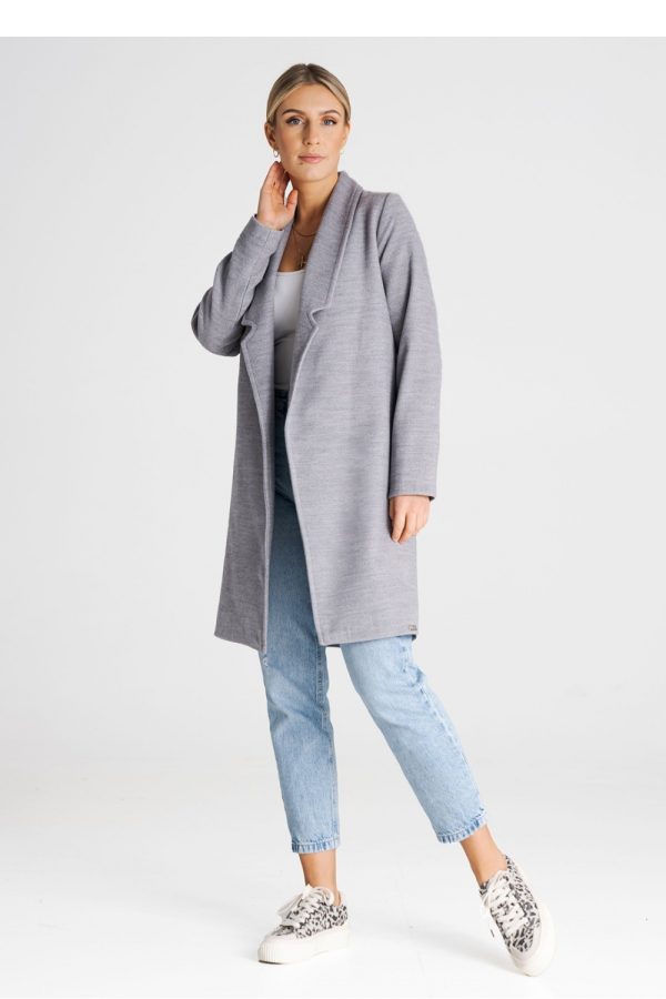 Grey Coat in Women`s Coats, Jackets with Polyester and Viscose
