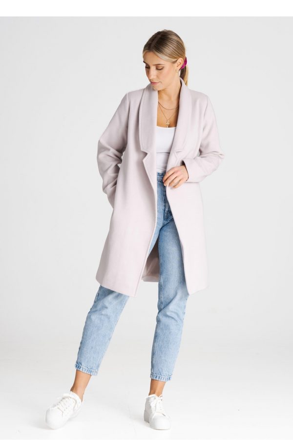 Beige Coat in Women`s Coats, Jackets with Polyester and Viscose
